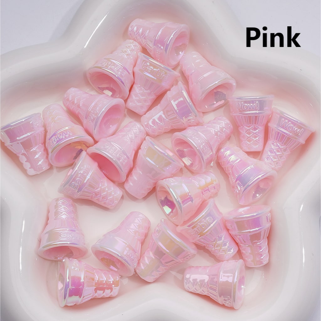 UV Coating Luminous  Ice Cream Cone Acrylic Bead， 21*18MM (Single Color is available for 200pcs(Whole bag))