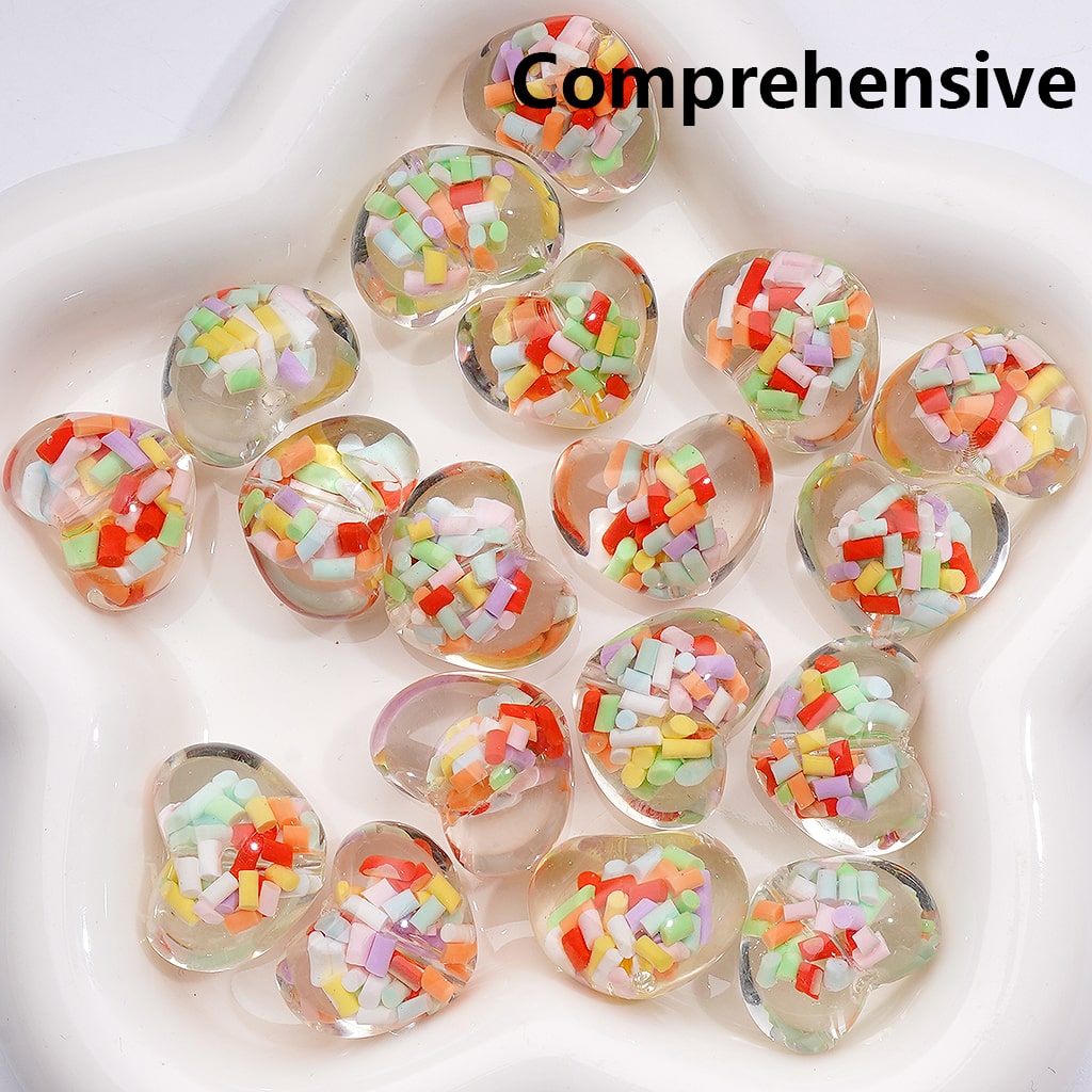 Heart Acrylic Beads Luminous Mini Colorful Candy Sticks Inside Clear 23*18MM (Single Color is available for 200pcs(Whole Bag))