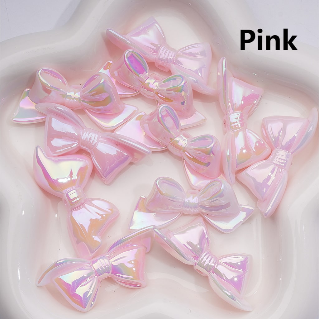 Large UV Coating Luminous Bowknots Acrylic Bead， 46*21MM (Single Color is available for 200pcs(Whole bag))