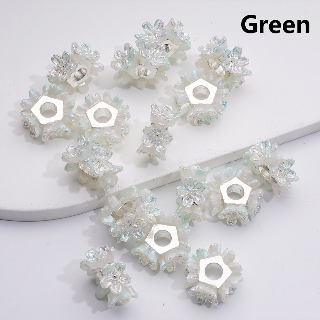 Shiny Multi-Color Flower Silver Alloy Pentagon Shape Spacer,  19MM