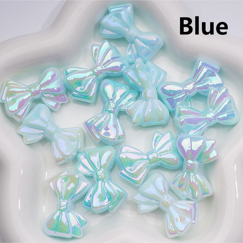 UV Coating Luminous Bowknots Acrylic Bead， 32*22MM (Single Color is available for 200pcs(Whole bag))