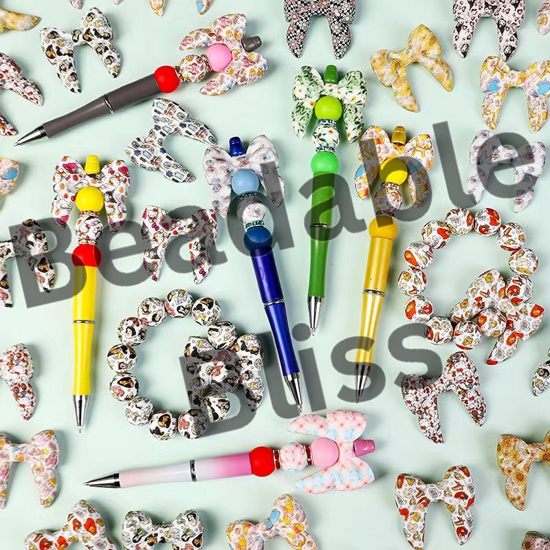 Silicone Focal Beads 3D Bowtie Shape in Various Prints and Styles