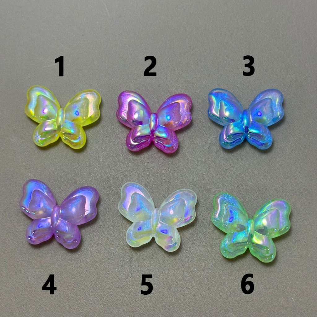 UV Finish Shiny Glittery Butterfly Acrylic Beads, Around 34*28MM, Please Read the Description