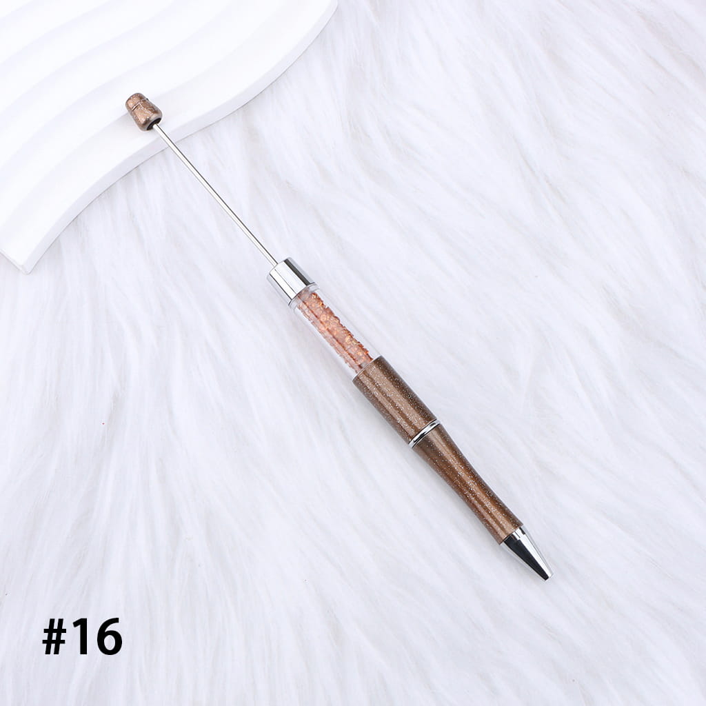 DIY Plastic Beadable Pens - Transparent Tube with Shimmer Crystal Beaded Pens, Length 186MM, Multi-Color