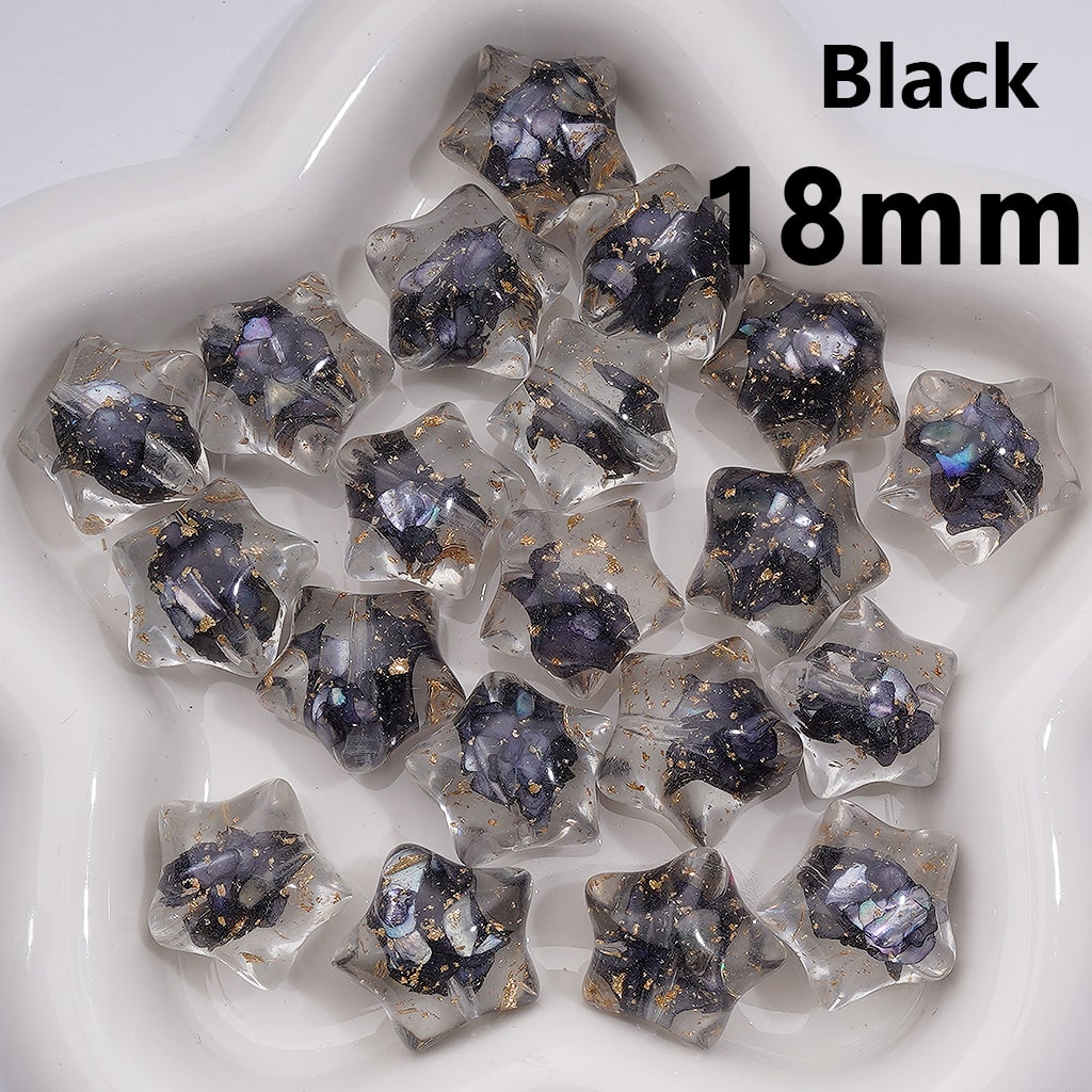 Multi-Color Shells Gold Foil Paper Inside Clear Star Acrylic Beads, 18MM (Single Color is available for 200pcs(Whole bag))