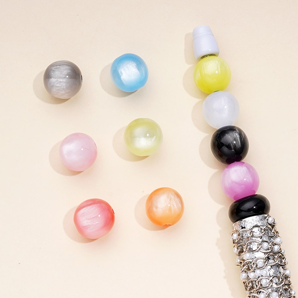 Cat Eye Style Acrylic Beads, 12mm, Random Mix Color, WM