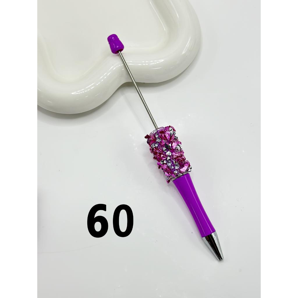 Beadable Pens with Clear Rhinestones in Solid Colors with Small Rock