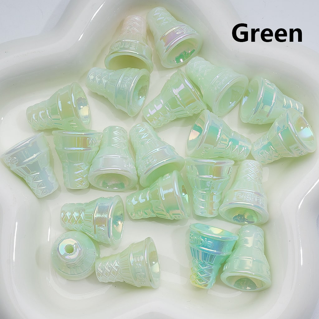 UV Coating Luminous  Ice Cream Cone Acrylic Bead， 21*18MM (Single Color is available for 200pcs(Whole bag))
