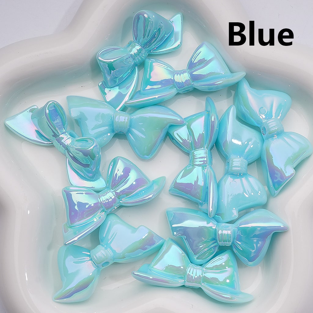 Large UV Coating Luminous Bowknots Acrylic Bead， 46*21MM (Single Color is available for 200pcs(Whole bag))