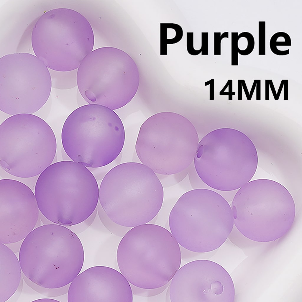 Frosted Matte Translucent Multi-Color Round Acrylic Beads, 14MM (Single Color is available for 300pcs(Whole bag))