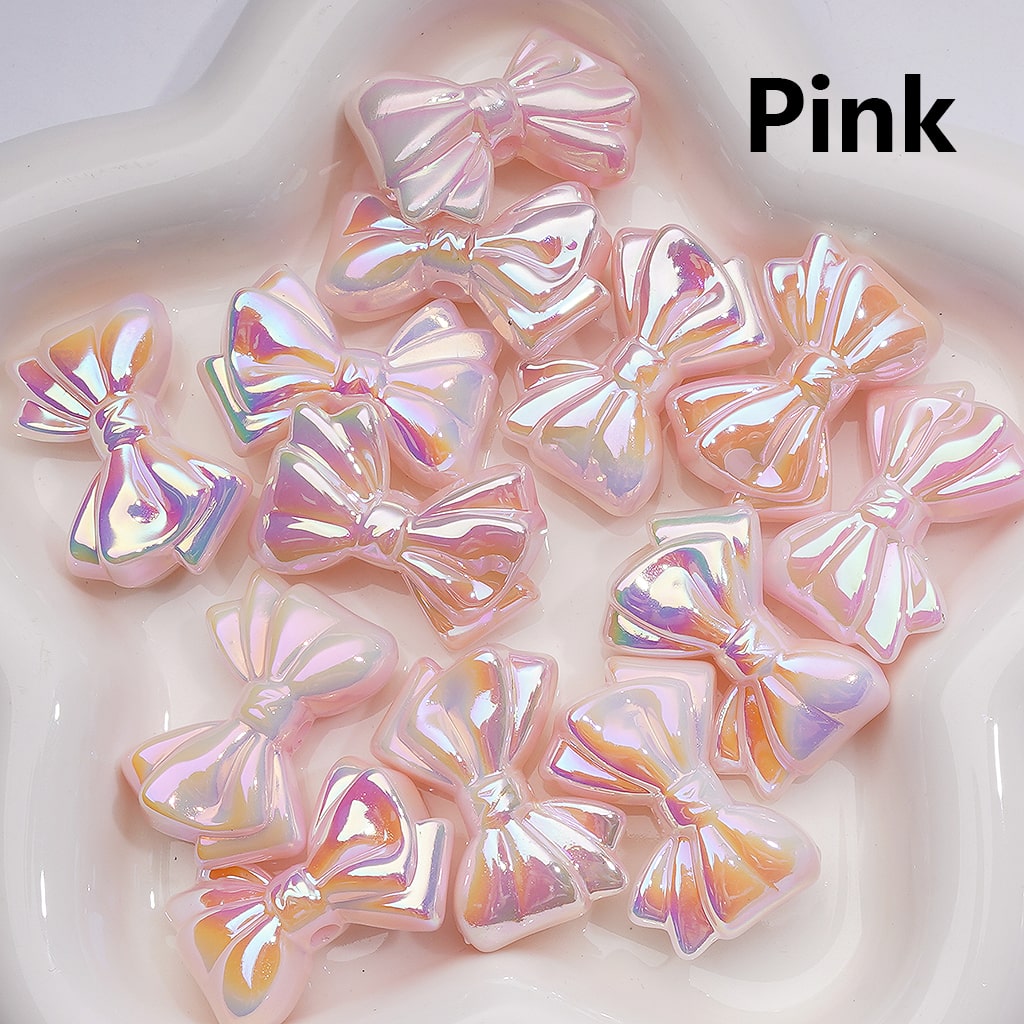 UV Coating Luminous Bowknots Acrylic Bead， 32*22MM (Single Color is available for 200pcs(Whole bag))