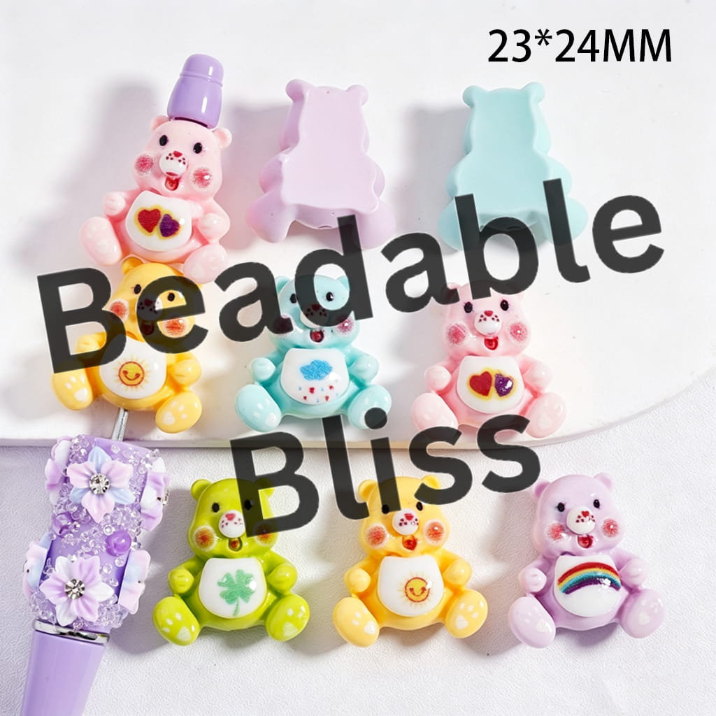 かわいいケアベアアクリルビーズ、ランダムミックスカラー