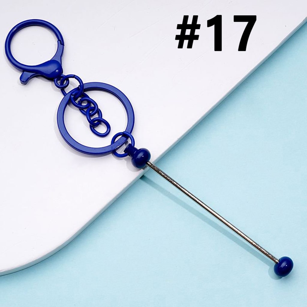 Metal Beadable Keychain with Bar and Lobster Clasp in Solid Colors