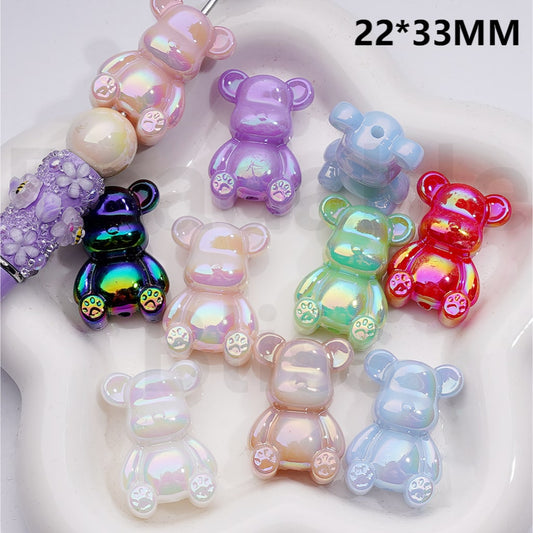 Acrylic Beads UV  Coating Bearbric Solid Color 33*22MM (Single Color is available for 100pcs(Whole Bag))