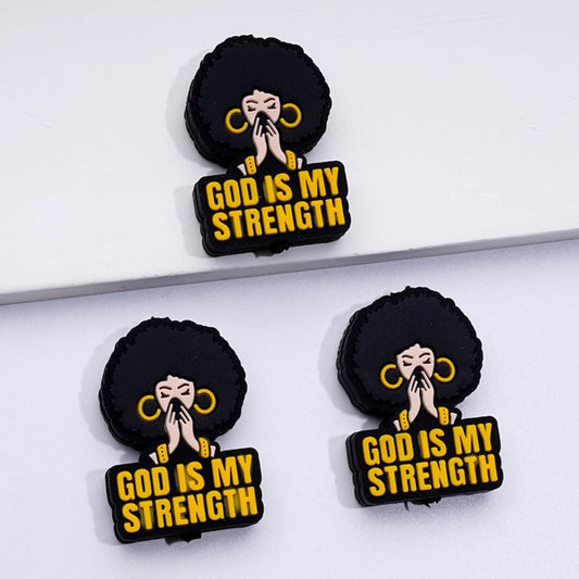 God is My Strength Silicone Focal Beads