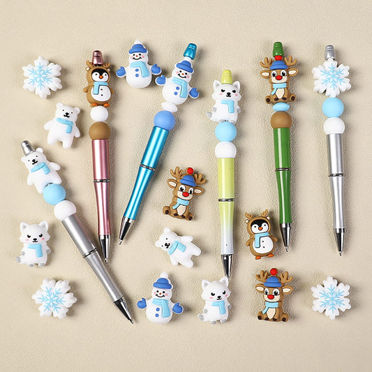 Silicone Focal Beads 3D Winter Christmas Theme, Animals, Snowflake & Snowman