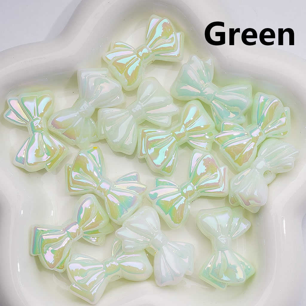 UV Coating Luminous Bowknots Acrylic Bead， 32*22MM (Single Color is available for 200pcs(Whole bag))