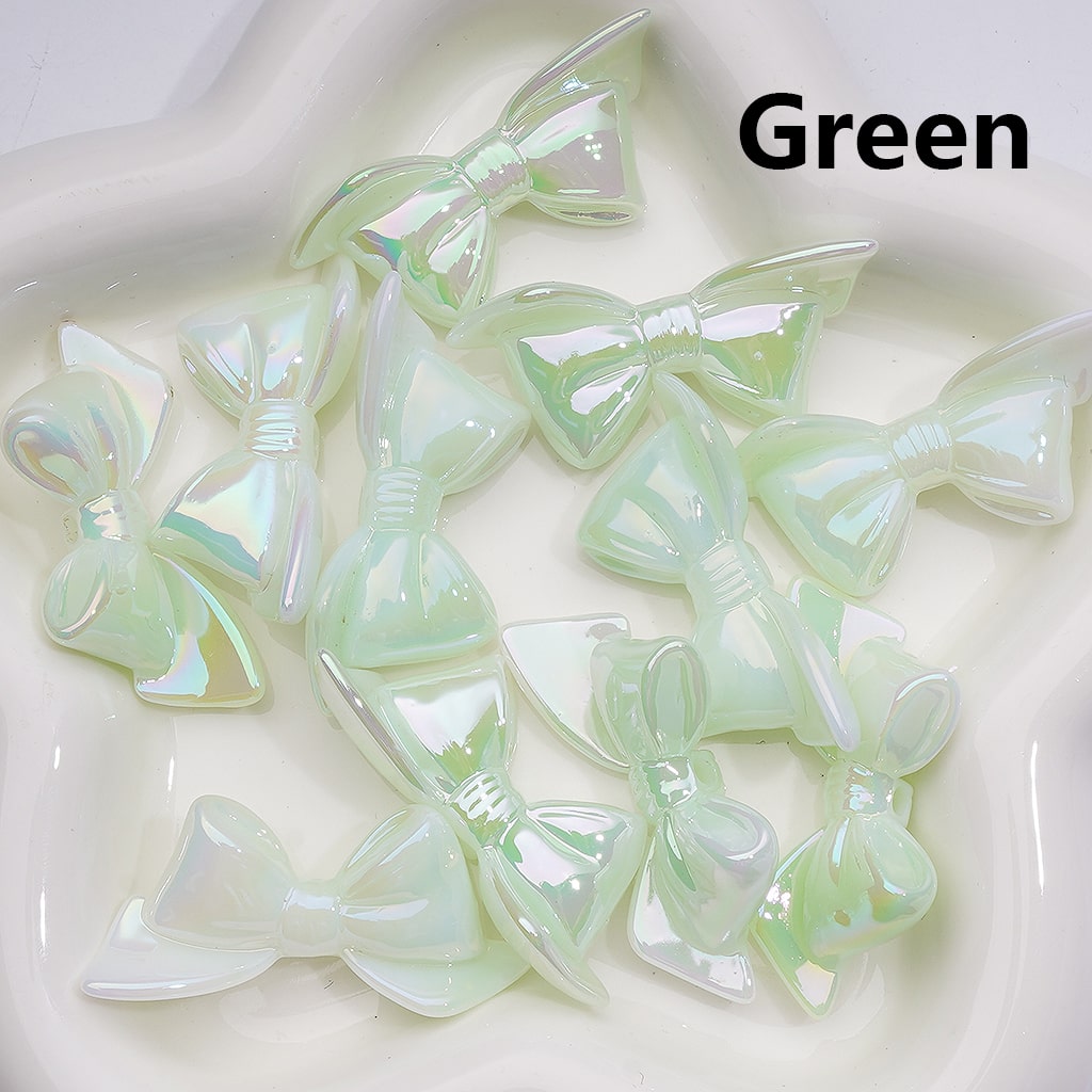 Large UV Coating Luminous Bowknots Acrylic Bead， 46*21MM (Single Color is available for 200pcs(Whole bag))