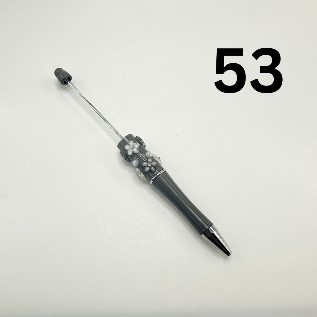Beaded Pens in Solid Colors with Acrylic Flower and Clear Rhinestone
