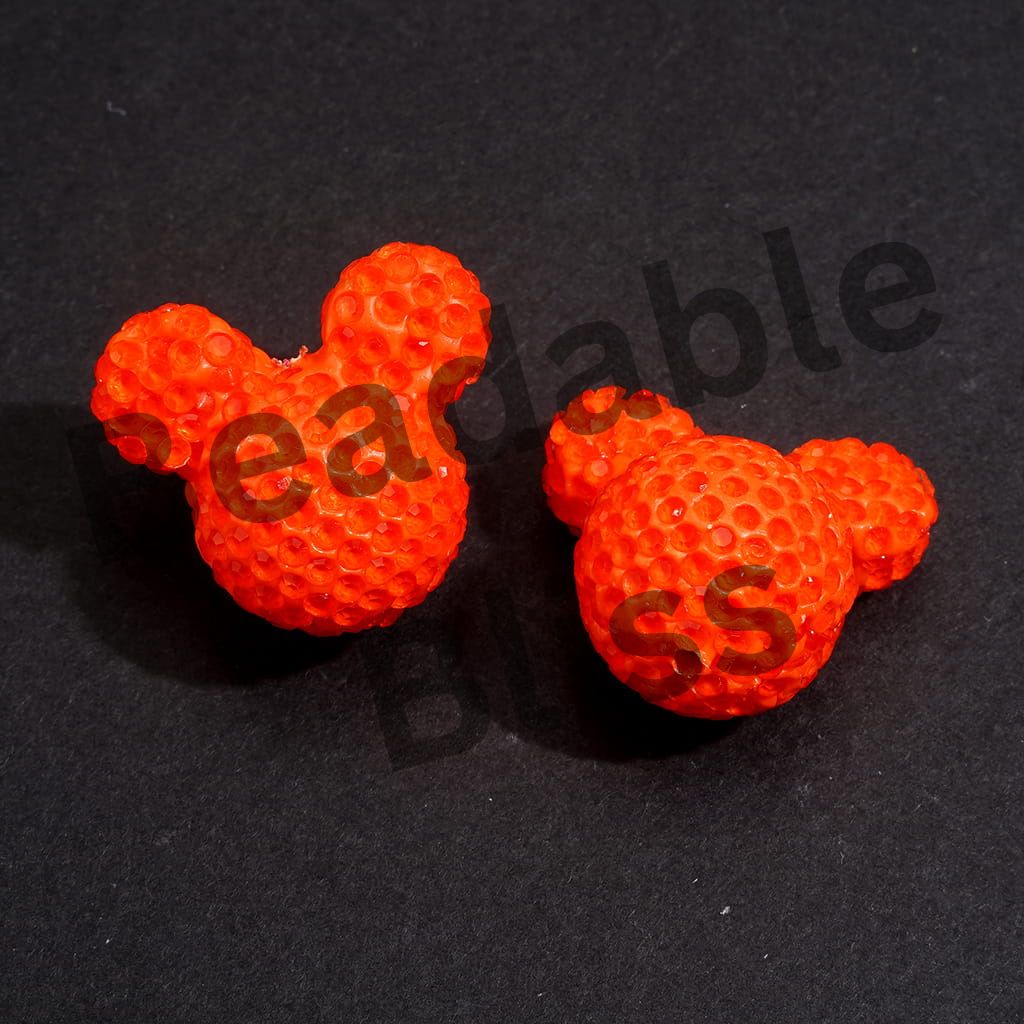 Clay Beads Mouse Head Design w Bling Rhinestones, Fluorescent Colors Around 22*23MM, Multi-Color (Please Read Description)