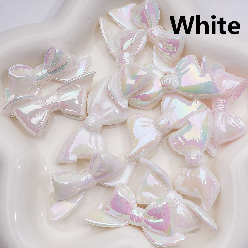 Large UV Coating Luminous Bowknots Acrylic Bead， 46*21MM (Single Color is available for 200pcs(Whole bag))