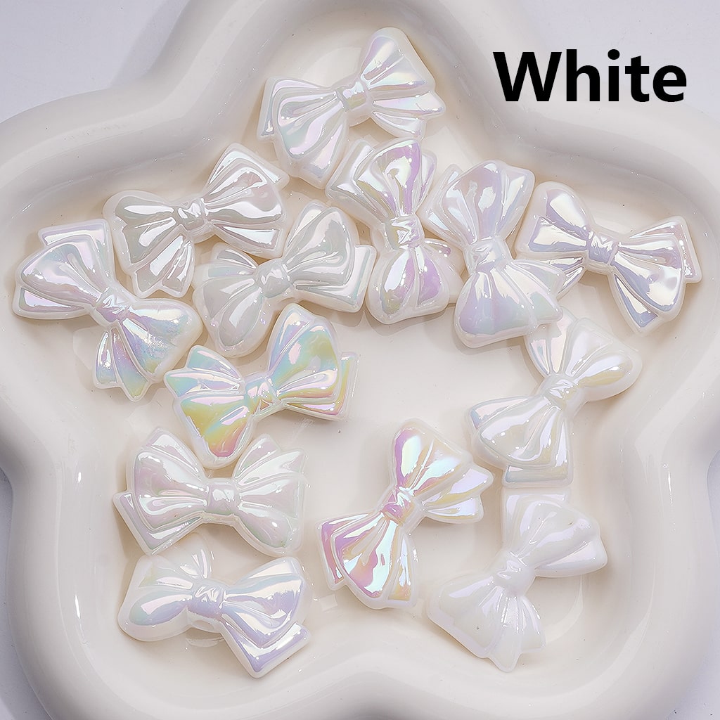 UV Coating Luminous Bowknots Acrylic Bead， 32*22MM (Single Color is available for 200pcs(Whole bag))