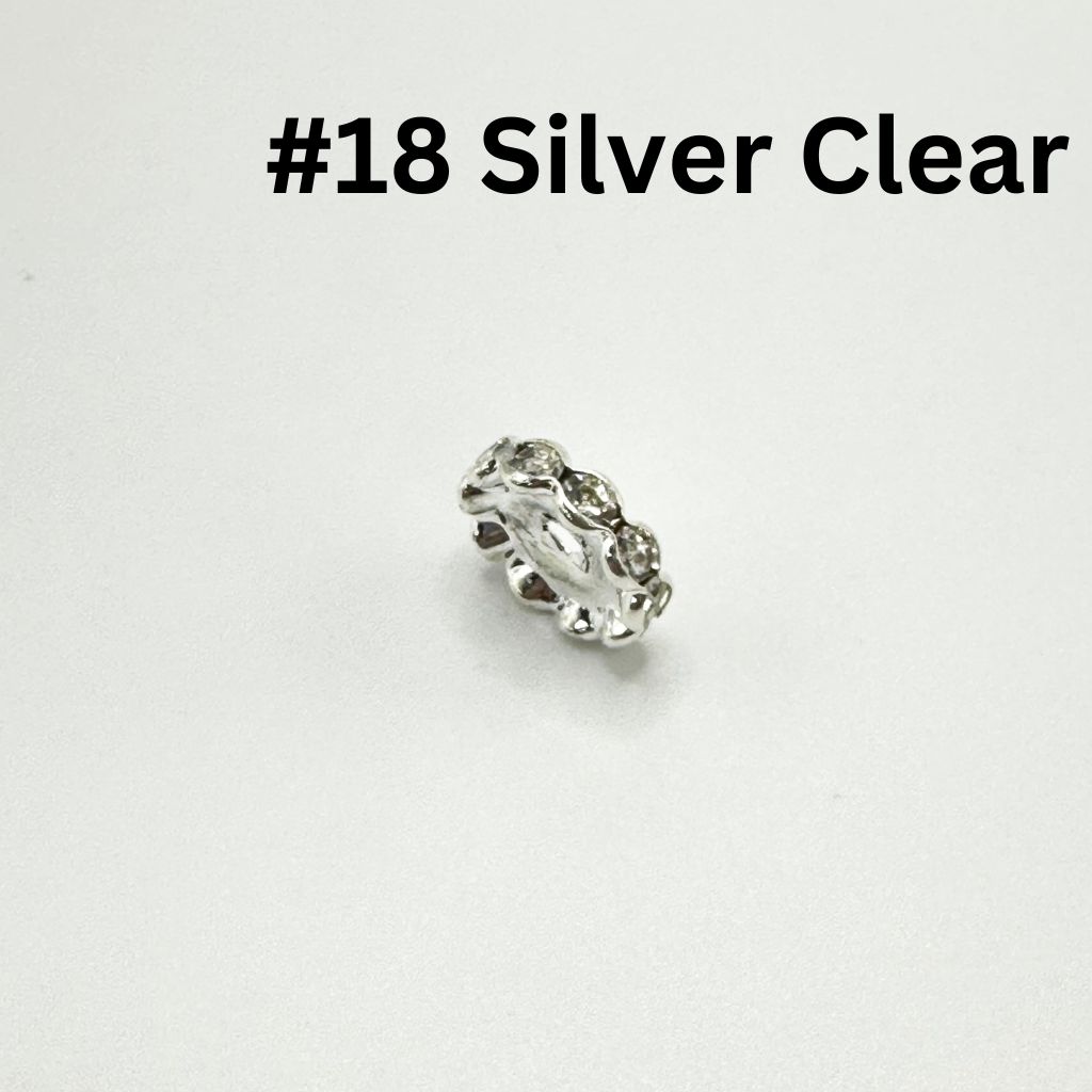 Metal Wave Shape Spacers with Rhinestones in Solid Colors, 15mm