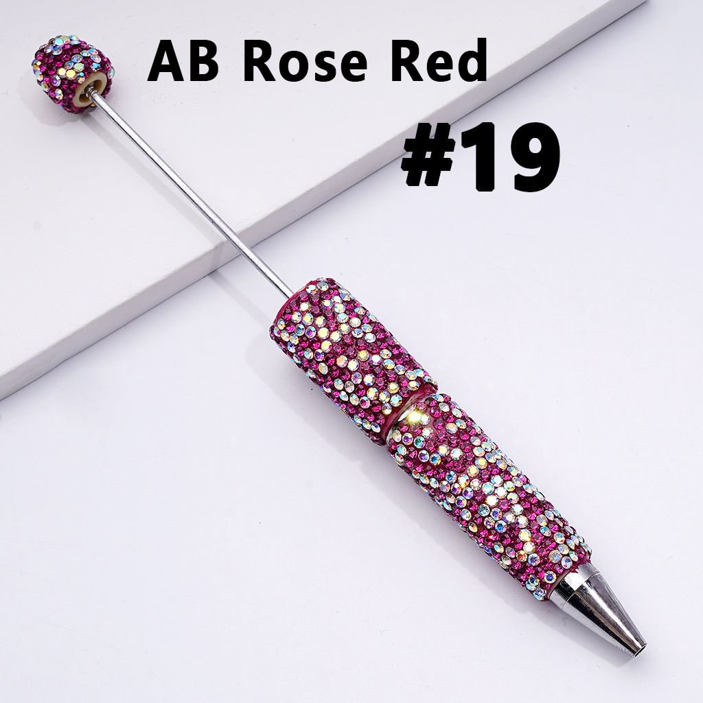 Beadable Clay Pens with Multi-Color & AB Rhinestones Covered the Entire Pen