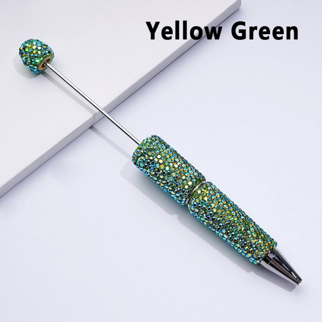 Beadable Clay Pens with AB Rhinestones Covered the Entire Pen in Solid Color