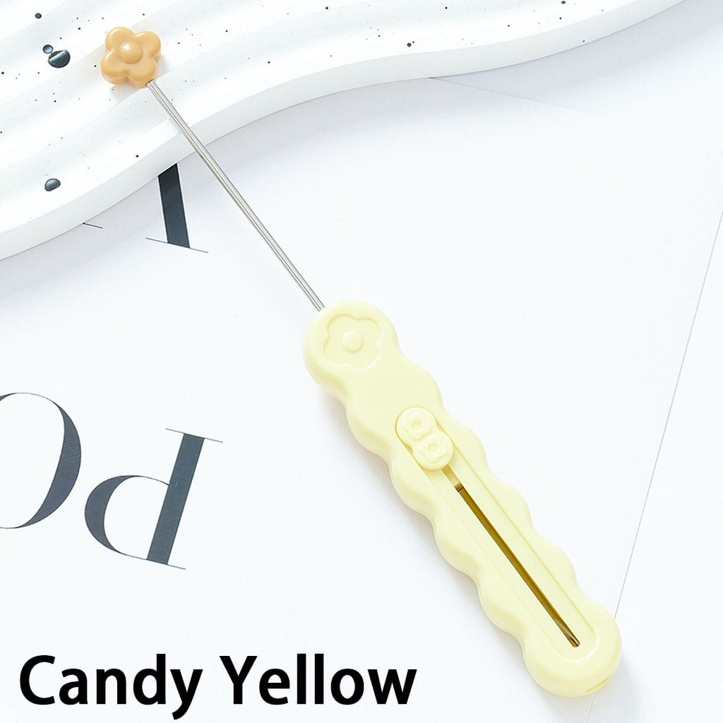 DIY Beadable Retractable Seam Ripper with Flower, Portable Sewing Stitch Thread Remover Tool, Thread Cutter, Wire Picker, 16.4*1.8CM Multi-Color