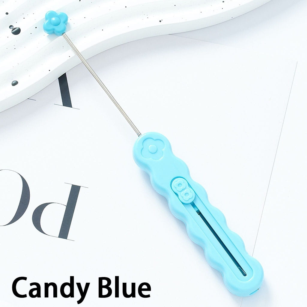 DIY Beadable Retractable Seam Ripper with Flower, Portable Sewing Stitch Thread Remover Tool, Thread Cutter, Wire Picker, 16.4*1.8CM Multi-Color