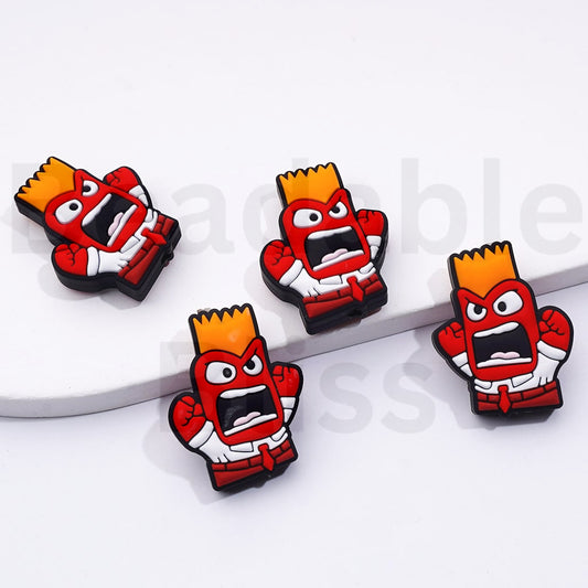 Silicone Focal Beads Angry Man Ange Inisde Ou Cartoon