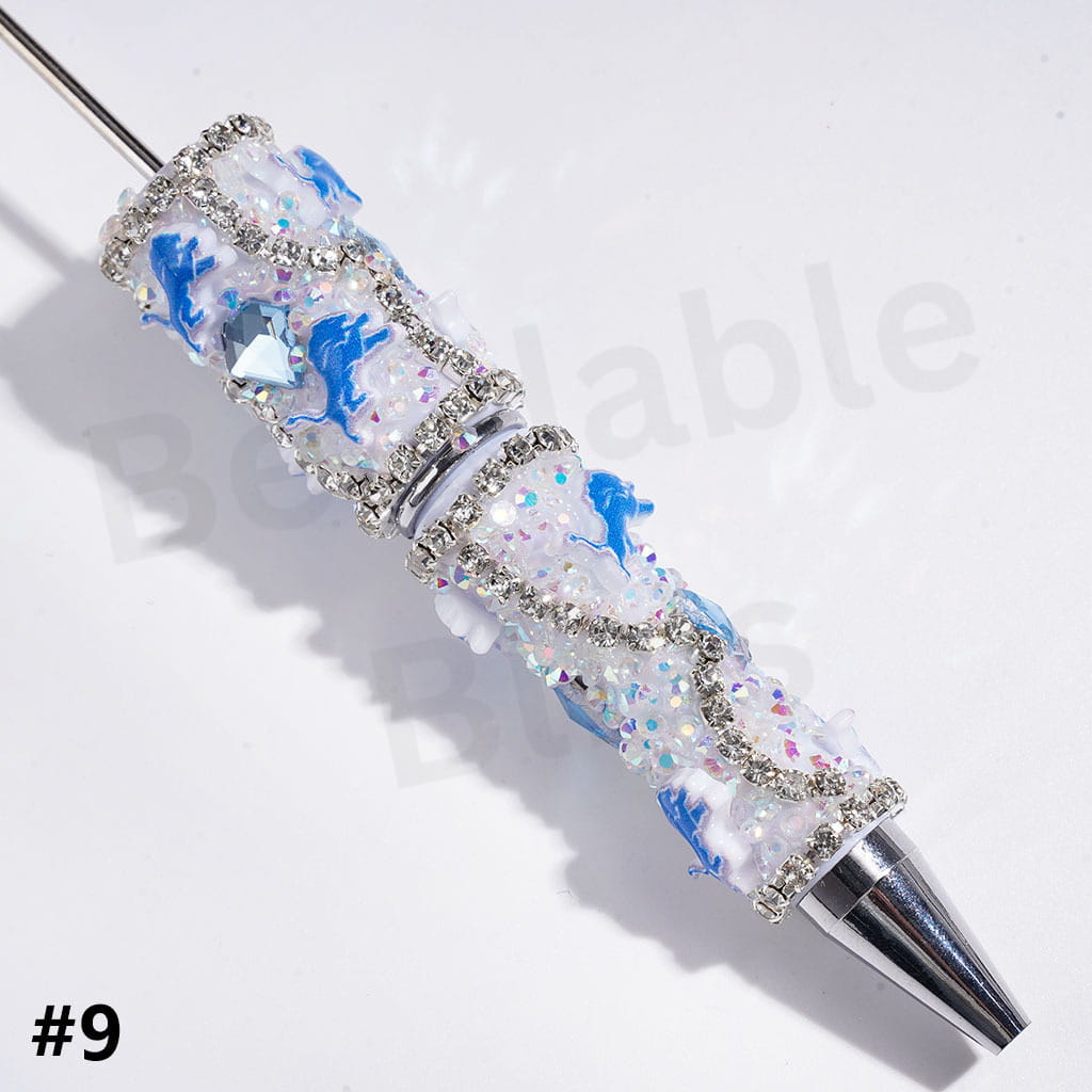 Beadable Pens with Mini Bubble Ball and Clear Rhinestone Chains, American Football Team Series (Update Other Style Later)