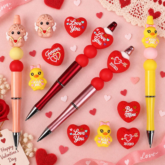 3D Valentine's Day Theme Silicone Focal Beads