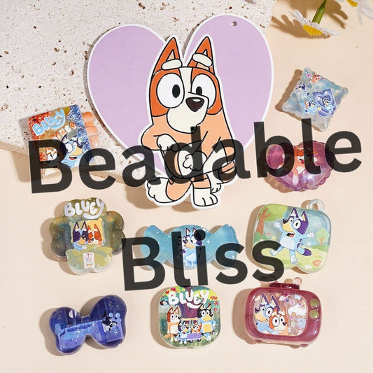 Acrylic Beads and Pendants Blue Dog Character Series, Random Mix
