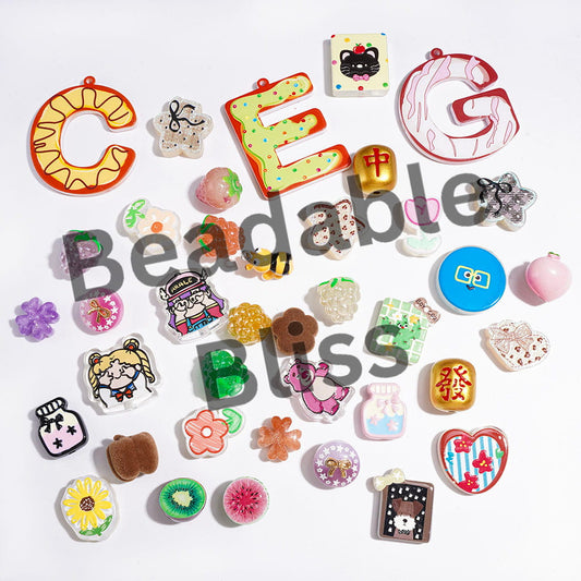 Assorted Style Acrylic Beads and Pendants Theme, Random Mix