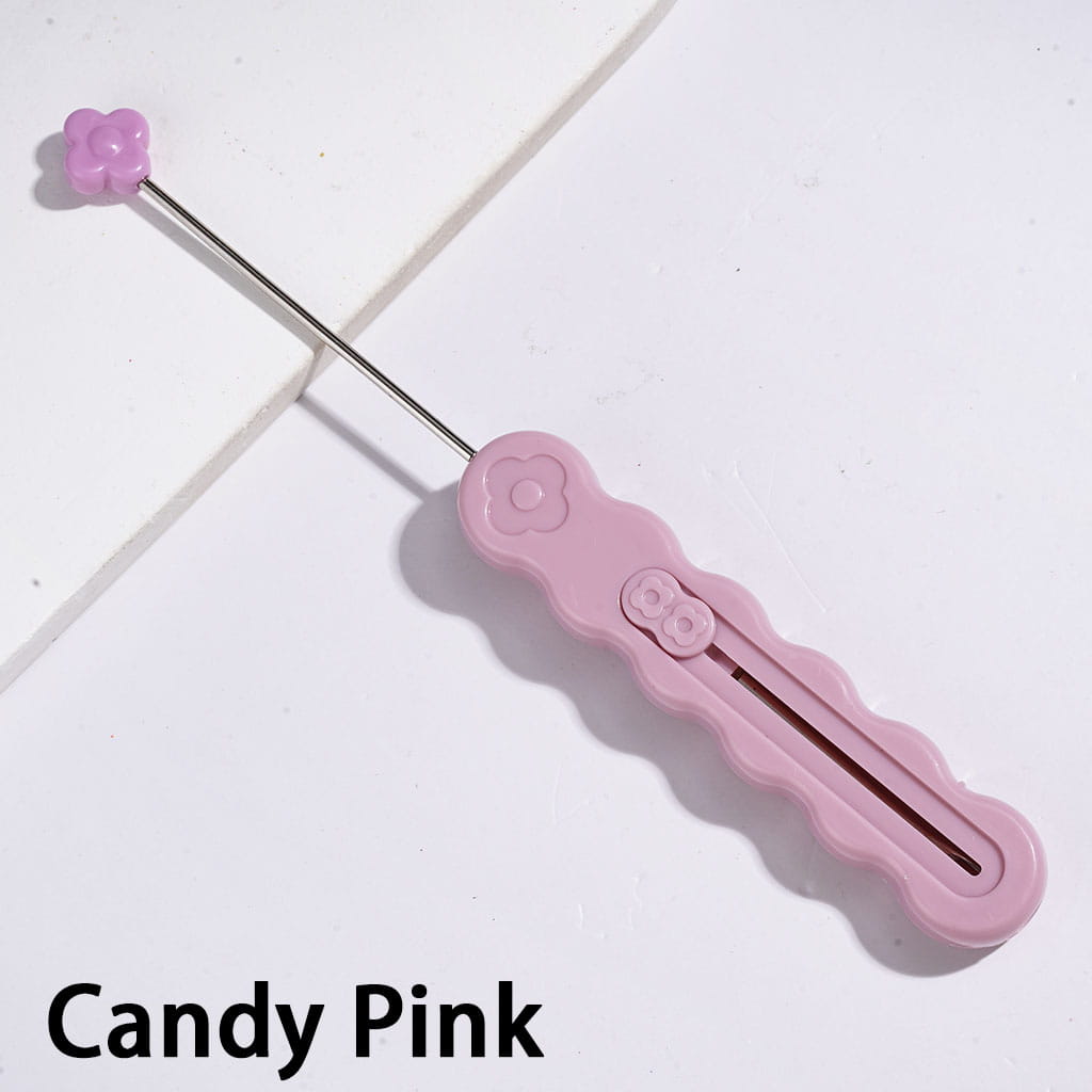 DIY Beadable Retractable Seam Ripper with Flower, Portable Sewing Stitch Thread Remover Tool, Thread Cutter, Wire Picker, 16.4*1.8CM Multi-Color