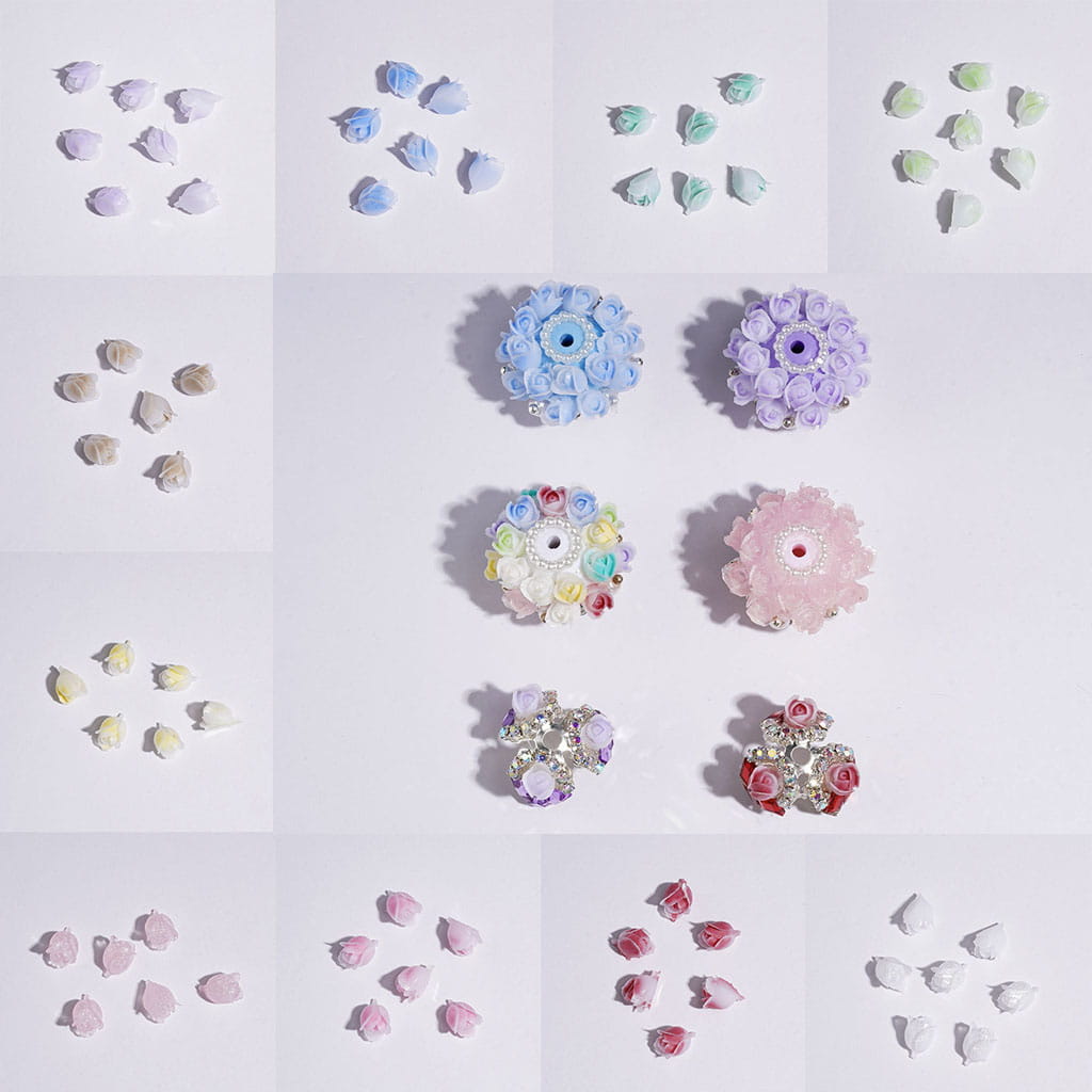 DIY Mini Cute Tulips for Beads Jewelry Accessories, 6*4MM Multi-Color