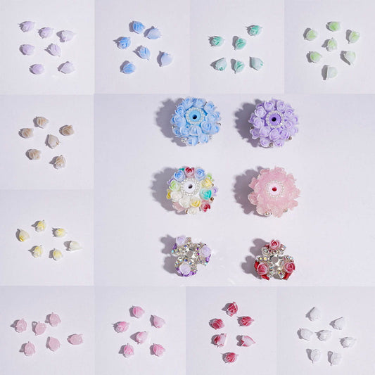 DIY Acrylic Ornaments Accessories - Tulips Flower Series for DIY Beads, 6*4MM Multi-Color