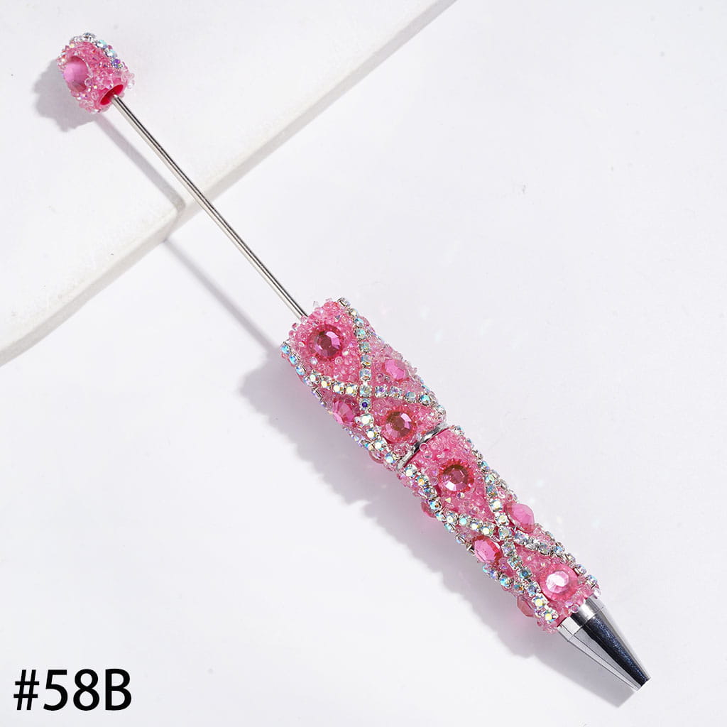 Handmade Beadable Sugar Pens with Multicolor Flat Back Rhinestones, "X" Shaped AB Rhinestone Chains & Clear Cone Shaped Rhinestones Covered the Entire Pens