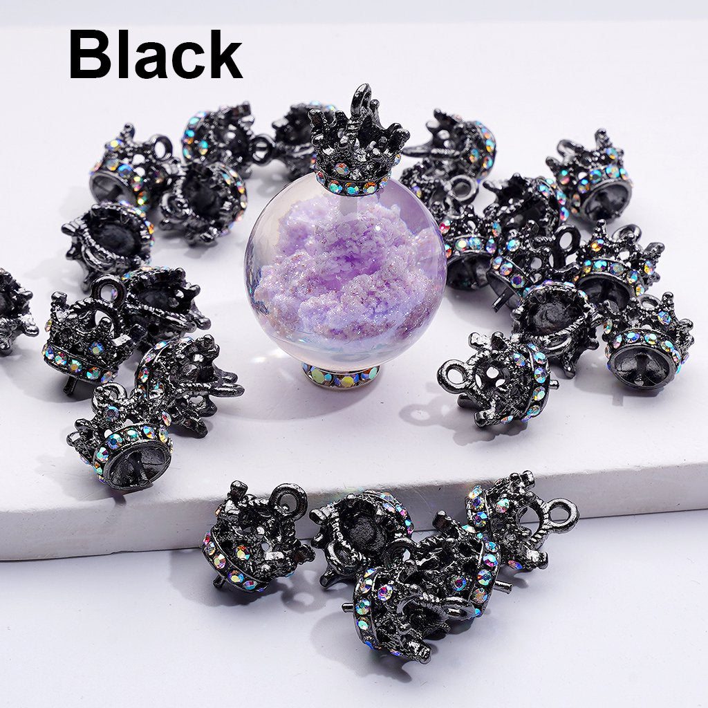 Fancy Alloy Crown with AB Rhinestones Hanger Ring Pendant Jewelry Accessories, 10MM, Random Mix