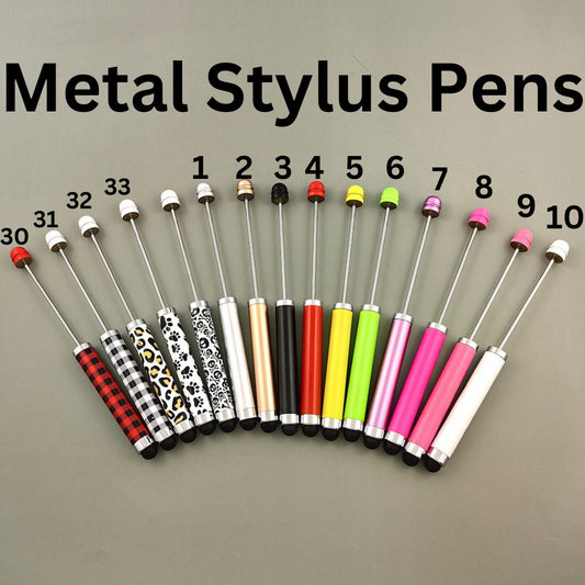 Metal Beadable Stylus Pens, Printed and in Solid Colors, Touch Screen Pens for Smart Devices