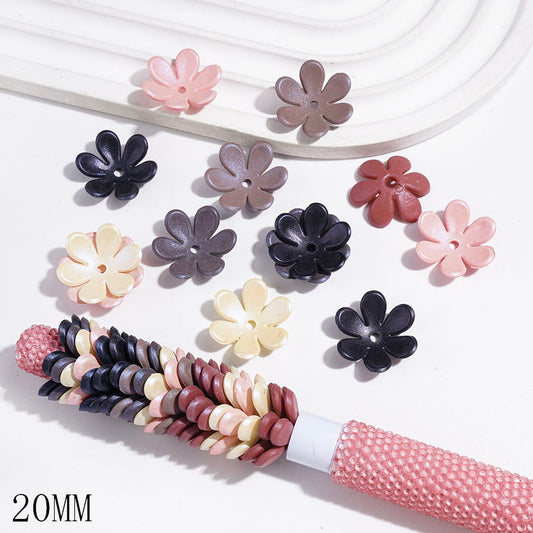 20MM - Acrylic Bead Cages Six-Petaled Flower, UV Finish Bead Cap, Multi-Color, Random Mix