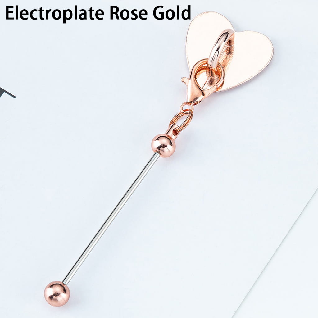 DIY Beadable Keychain Bar with Mini Lobster Clasp & Heart Accessories, 9.6*2.5CM, Multi-Color (Please Read the Description)