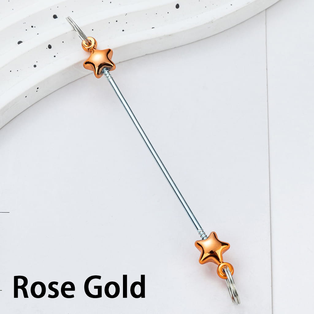DIY Plastic Beadable Keychain Bars with Stars for Keychain Accessories in Metallic Colors, 10CM