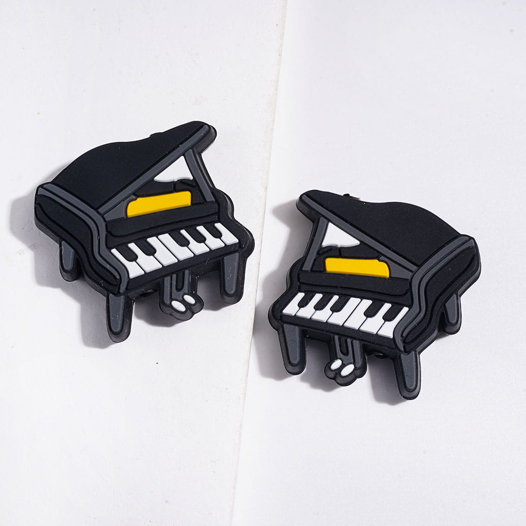 Mini Cute Black Piano Music Instruments Silicone Focal Beads