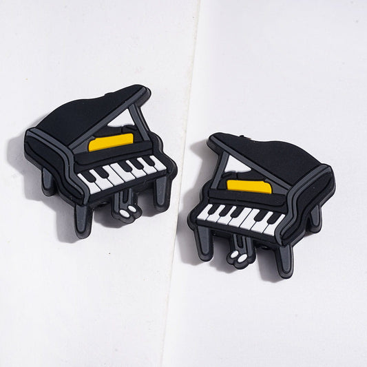 ミニかわいいブラウン＆ブラックピアノ楽器シリコンフォーカルビーズ