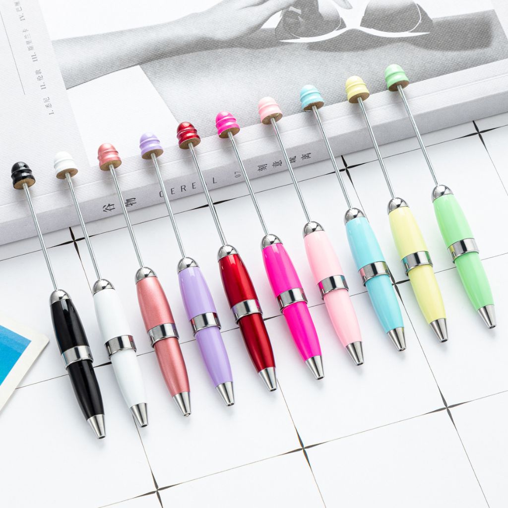 Metal Beadable Pens, Handy Beaded Pens Round Curvy Short Size 120mm