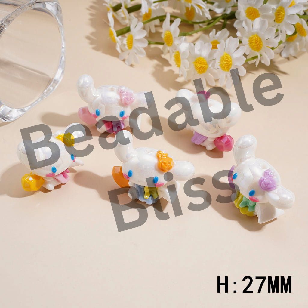 Soft PVC Rubber Beads Big-Eared Dog w Heart Height 27MM, Random Mix