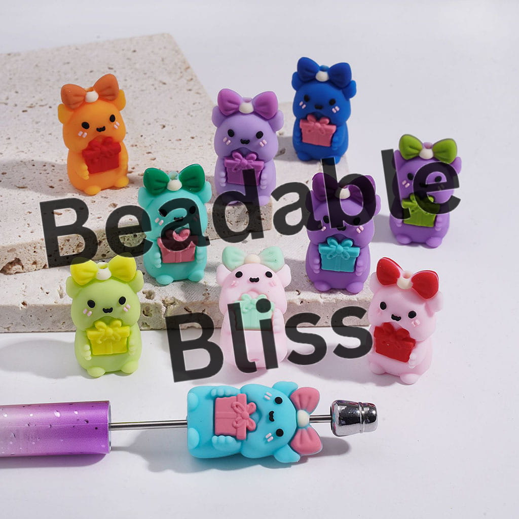 Silicone Focal Beads 3D Mushroom Item Holding Gift Box, Multi-Color, Random Mix